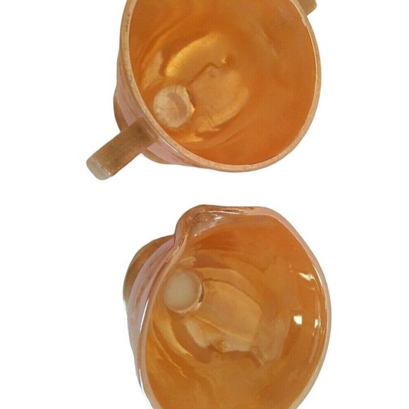 Fire King Peach Laurel Leaf Lusterware Creamer and Sugar Bowl Fire King by Ancho - Picture 3 of 6